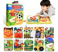 SiumPklay Montessori Busy Board for 1 2 3 4 Year Old Boy Girl Gifts|1st Birthday Present & Travel Educational Toy|Animal Farm Sensory BusyBook for Toddlers Age 1-2-3 | Learning Toys for 1+ Year Old