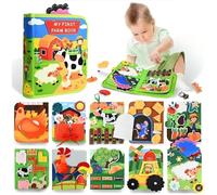SiumPklay Montessori Farm Busy Book,Year Olds Felt Sensory Toys for Toddlers 12-36 Months Educational Travel Activity Board for 1-2-3-4 st Birthday Christmas Plane Rides