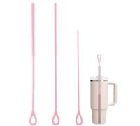 SiumPklay Professional 3-Piece Straw Cleaner Brush Set - Extra Long Bottle Brush Kit with Bendable Steel Core (3mm/6mm/9mm) for Stanley Water Bottle, Tumbler Cups, Metal & Silicone Straws (pink)