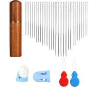 SiumPklay Sewing Needles Kit with Wooden Holder - Perfect for Embroidery, Quilting & Clothing Repair - Includes Hand Sewing Needles, Threaders & Thimble