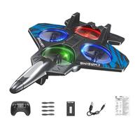 SiumPklay V32 RC Plane, 2.4GHz Remote Control Airplane with LED Light, 360° Flips & Gyro Stabilizer, 3 Speeds, 2 Batteries, Easy Fly for Beginners Adults