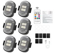 SiumPklay Wireless Remote Control LED Strobe Lights, 8-Color 6-Pack USB Rechargeable Waterproof IP65 Flashing Lights for Car Interior, Motorcycle, Bike, Drone, RC, Scooter, Emergency Warning Safety Li