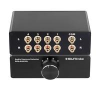 SIUNIMAS 4-in 1-Out Pro RCA Passive Audio Switching Box 4 Channels Audio Converter Passive Audio Selector Switch Box 1-in 4-Out (R0401-RCA)