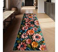 Siunwdiy 3D Flower Rug Extra Long Carpet Runners,120 x 340 cm Colorful Washable Runners for Hallways Non Slip Kitchen Runners Hall Runner Rugs for Living Room Bedroom Laundry Room Entryway