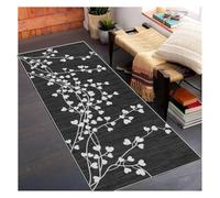 Siunwdiy Black Modern Carpet Runner Non Slip Long Hallway Rug with Leaf Design Washable Kitchen Mat 40x100cm Extra Narrow Runner Rug for Stairs Corridor Living Room Bedroom Durable Floor Carpet