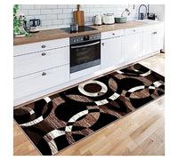 Siunwdiy Black White Brown Geometric Carpet Runner, Non Slip Hallway Rug Extra Long 70x200cm, Rubber Backed Kitchen Floor Mat, Modern Abstract Narrow Rugs for Living Room/Entryway, Width 40-120cm