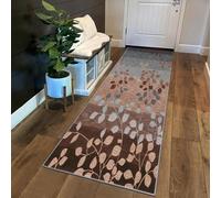 Siunwdiy Brown gray Rug Runner Hallway Non-Slip Vintage 40x220cm Corridor Rug Runner Washable Bedroom Kitchen Runner Sold by the Metre Adjustable Kitchen Floor Mat，With floral pattern