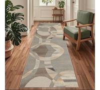 Siunwdiy Brown/Grey Runner Rug for Entryway 120x440cm Extra Long Hallway Runners Non Slip Washable Floor Carpet Runners for Hallways Bedroom Laundry Room Kitchen Room