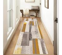 Siunwdiy Carpet Runner Non Slip Rubber Backing Area Rug Washable Runner Rug for Hallways 60x180cm Yellow/taupe Abstract Patchwork Kitchen Rug Runner for Entryway Kitchen Floor Bedroom Laundry Room