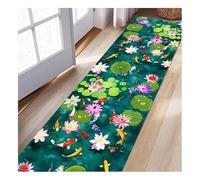 Siunwdiy Carpet Runners for Hallway,70x270 cm 3D Optical Illusion Non Slip Hall Runners Washable Kitchen Area Rug Lotus fish Pattern Decorative Carpet Laundry Room Runner Mat for Bedroom Entrance