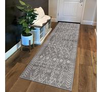 Siunwdiy Carpet Runners for Hallways Long Non-Slip Washable Grey Moroccan Runner Rug Hallway Kitchen Hall Living Room, Modern Doormat Rug Corridor Anti-slip Indoor Floor Mat,Morocco 4,70x480cm