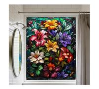 Siunwdiy Cathedral Modern Abstract Stained Glass Window Privacy Film Static Cling Removable Decorative Vinyl Covering for Home Door Bathroom Decal Sticker,V55,60x200cm