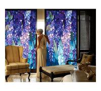 Siunwdiy Colorful Botanical Stained Glass Window Film - No Glue Static Cling Privacy Window Covering for Glass Doors, Decorative Plant Pattern Frosted Film with UV Blocking,W,70x120cm