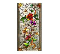 Siunwdiy European Church Style Stained Glass Window Film Colourful Geometric Pattern Static Cling Privacy Frosted Film Anti-UV No Adhesive for Home Office Window Door Decor,O34,50x200cm