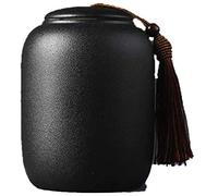 Siunwdiy Exquisite Oriental Ceramic Food Storage Jar Canister Food Canisters Tea Canister/Coffee Canister/Coffee Jar/Spice Nuts Snacks Storage,Black,Large