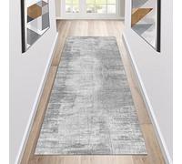 Siunwdiy Extra Long Hallway Runner Rug for Entryway, Kitchen, Corridors - Non-Slip Washable Carpet - Light Grey, 80x340cm