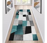 Siunwdiy Extra Long Runner Rugs for Hallway Modern Geometry Pattern Non Slip Hallway Runner Washable Kitchen Rug Low Pile Floor Carpet Runner for Entryway Laundry Bedside,Green,60x250cm