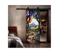 Siunwdiy Fantasy Retro Style Stained Glass Window Film Fairy Tale Forest Pattern Static Cling Privacy Frosted Film Anti-UV No Adhesive for Home Office Window,S41,80x200cm