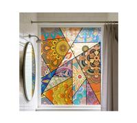 Siunwdiy Fresh Healing Style Stained Glass Window Film Floral Mosaic Pattern Static Cling Privacy Frosted Film Anti-UV No Adhesive for Home Office Window,B43,60x200cm