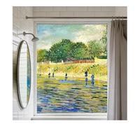 Siunwdiy Fresh Healing Style Stained Glass Window Film Oil Painting Reproduction Pattern Static Cling Privacy Frosted Film Anti-UV No Adhesive for Home Office Window,P43,60x120cm