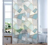Siunwdiy Glass Privacy Window Film Static Cling Decorative Window Film Vinyl Non Adhesive Privacy Film Geometric patterns Stained Glass Window Film for Bathroom Shower,A,30x200cm(12x79)