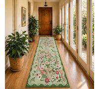 Siunwdiy Green Carpet Runner for Hallway Non Slip 70x220cm Floral Pattern Shaggy Runner Rugs Non Slip Hallway Runners Kitchen Rug Washable Floor Mat Area Rug for Entryway Living Room Bedroom Laundry