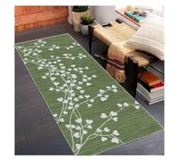 Siunwdiy Green Extra Long Carpet Runner Non Slip Backing Leaf Pattern Washable Rug 60x100cm Hallway Runner Narrow Rugs Modern Kitchen Floor Mat for Corridor Hall Living Room Machine Washable