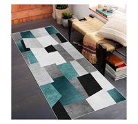 Siunwdiy Green grey Rug Runner Kitchen non slip Carpet Runners Hallway Modern Geometric Indoor Long 80x260 cm for Hallways Living Room Bedroom Anti-Slip Corridor Carpets Entryway Floor Mat by meter