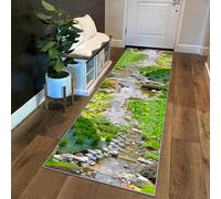 Siunwdiy Green Rubber Backed Very Long Hallway Hall Runner Narrow Rugs 40x200cm Carpet Runners for Hallways Non-Slip Long Hallway Runner Kitchen Rug Washable ,3D Floral Pattern Carpet Runner