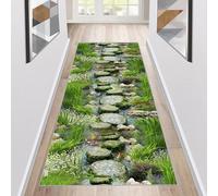 Siunwdiy Green Rug Runner Hallway Non-Slip80x240cm Corridor Rug Runner Washable Bedroom Kitchen Runner Sold by the Metre Adjustable Kitchen Floor Mat3D printed patterns