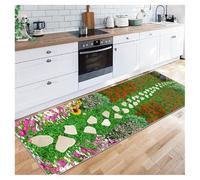 Siunwdiy Hall Carpet runners extra long washable Extra Long Carpets 40x220 cm for Hallway Kitchen Hall Stairs Corridor, Narrow Runner Rug Non Slip Hallway Runner - Green floral pattern