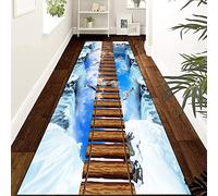 Siunwdiy Hallway Runner, Runner Rug for Hallway Entryway Rugs 3D Cliff Wooden Bridge Pattern Washable Non-Slip Stair Mat Long Runner Carpet Custom Length,A17,60x300cm/2ftx9.8ft