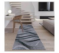 Siunwdiy Luxury Charcoal Grey Washable Runner - 60x450cm Modern Polyester Floor Mat with Abstract Motif, Anti-Curl Design for Long Halls, Open Plan Kitchens & Period Home Corridors
