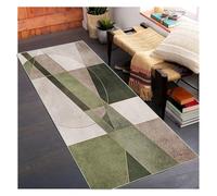 Siunwdiy Modern Carpet Runner 70x170cm for Hallway Entryway Kitchen Hall Corridor Stairs,Green Brown with Geometric Pattern, Hallway Runner Rug-Household Kitchen Bedside Extra Long Entryway Carpet