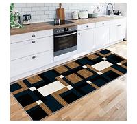 Siunwdiy Modern Carpet Runners for Hallway, Extra Long Carpets, Kitchen Hall Stairs Narrow Runner Rug for Entryway Non Slip Washable Low-Pile Doormat Indoor with Rubber Backing,Black brown,80x430cm