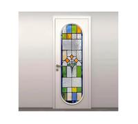 Siunwdiy Modern Minimalist Style Stained Glass Window Film Natural Elements Mosaic Pattern Static Cling Privacy Frosted Film Anti-UV No Adhesive for Home Office Window Door Decor,Z40,90x200cm