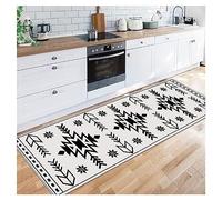 Siunwdiy Moroccan Hallway Runner Rug 60X180CM, White Low Pile Non Slip Extra Long Carpet Runner Narrow Rugs for Hall Kitchen Indoor Laundry Room Balcony or Stairs