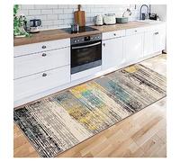 Siunwdiy MultiColor Pattern Runner Rug 50x100cm, Extra Long Non-Slip Hallway Carpet, Washable Kitchen Floor Mat with Rubber Backing, Dirt Trapping Narrow Rugs for Living Room/Bedroom/Entryway