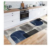 Siunwdiy Non Slip Runner Rug Wide 19" X Long 98"- Navy, Gray Modern Design Geometric Pattern Hall Runner Washable Carpet Runners For Living Room Bedroom Study Polyester Sold by the Metre50X250CM