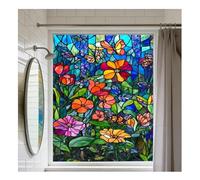 Siunwdiy Privacy Static Cling Window Film Butterfly Pattern Decorative Stained Glass Window Covering Stickers Films for Bathroom Kitchen Glass Windows Doors,5A,100x200cm
