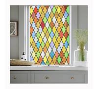 Siunwdiy Privacy Window Film Stain Glass, Geometric Patterns, No-Glue Static Cling PVC Decorative Window Sticker Anti-UV for Home Bathroom Living Room Kitchen Glass,E,80x120cm(31x47inch)