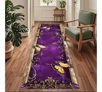 Siunwdiy Purple brown Extra Long Carpet Runners, 80 x 440 cm Washable Runners for Hallways Non Slip Kitchen Runners Hall Runner Rugs for Living Room Bedroom Laundry Room Entryway,3D roses