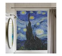 Siunwdiy Retro Art Deco Style Stained Glass Window Film Oil Painting Reproduction Pattern Static Cling Privacy Frosted Film Anti-UV No Adhesive for Home Office Window,Q44,40x120cm