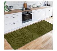 Siunwdiy Retro Green Runner Rug for Hallway 80x350cm, Moroccan Carpet Non-Slip Bedroom Floor, Modern Design for Corridor/Kitchen/Stairs, Vintage Washable and Durable Rug