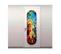 Siunwdiy Retro Style Stained Glass Window Film Fairy Tale Castle Mosaic Pattern Static Cling Privacy Frosted Film Anti-UV No Adhesive for Home Office Window Door Decor,R39,50x200cm