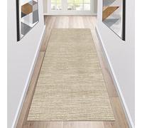 Siunwdiy Rug Runner Hallway Kitchen Non-Slip Washable Cream / Beige Kitchen Runner Long Modern Corridor Rug Runner Kitchen Rug Sold by the Metre Adjustable, Beige, 40 x 200 cm