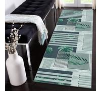 Siunwdiy Rug Runner Kitchen non slip Carpet Runners Hallway Polyester Green 60x300cm Leaf pattern Doormat Indoor Long Hall Runner Rug anti slip for Living Room Width 40-140cm