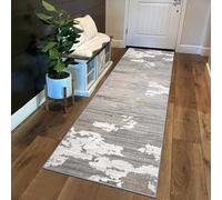 Siunwdiy Runner Carpet for Hallway Non Slip Gray White Brown Abstract Washable Home Decor Runners for Kitchen Corridor Living Room Door Mat with Rubber Backing, 40-140cm Width,Abstract 13,40x440cm