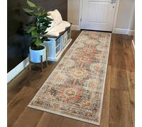 Siunwdiy Runner Rugs for Hallway Non Slip Beige orange vintage Long Hall Carpet Runners Washable Kitchen Carpet Floor Mats Traditional Area Rugs for Hallways Entryways Kitchen,Morocco 6,50x120cm