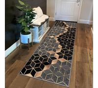 Siunwdiy Runners Rug Carpet Runners Extra Long Gray black gold Non Slip Runner Rug for Hallway,Long Hallway Hall Runner Narrow Rugs Entryway Carpet Corridors Entrances Area Rug,Diamond 8,60x180cm